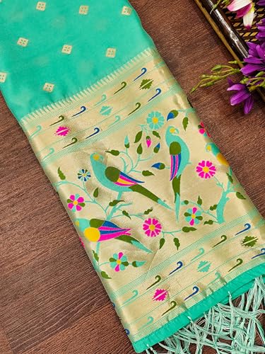Image of DEVANGI Women's Woven Paithani Banarasi Silk Dupatta /Chunni For Women, Floral Print 1 Meter Wide and 2.3 Meter Length Printed Designer Dupatta /Chunni For Girls