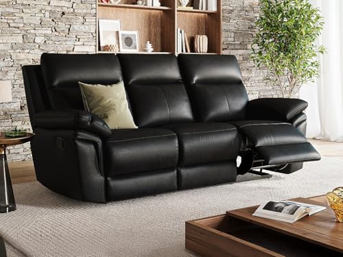 Vente-unique-Relaxsofa 3-Sitzer - Büffelleder - Schwarz - PAKITA