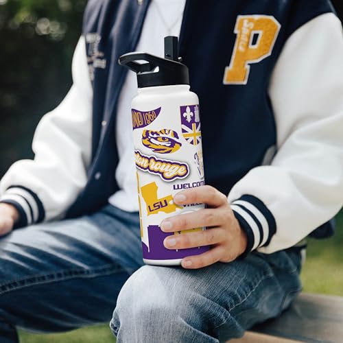 Image of Logo Brands NCAA Native 34 oz Quencher Water Bottle - | Local Icons Design | Double-Wall Insulated| Leak-Proof Lid & Built-In Straw