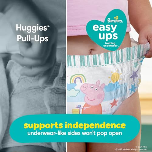 Pampers Easy Ups and Baby Wipes - Pull On Disposable Potty Training Underwear for Girls and Boys, Size 7 (5T-6T), 84 Count, ONE MONTH SUPPLY with Sensitive Wipes, 6X Pop-Top Packs, 336 Count - image 9