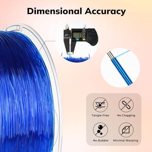 Image of AMOLEN 95A TPU 3D Printer Filament 1.75mm, High Hardness & Resilience TPU Transparent Blue Filament, 1KG Flexible 3D Filament, Dimensional Accuracy + /- 0.02mm, Suitable for Most FDM 3D Printers