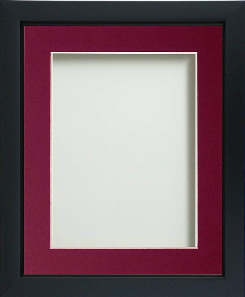 Frame Company Ainsworth Range Black 16x12 inch Picture Photo Frame with Plum Mount for Image 12x10 inch * Choice of Sizes* Fitted with Real Glass