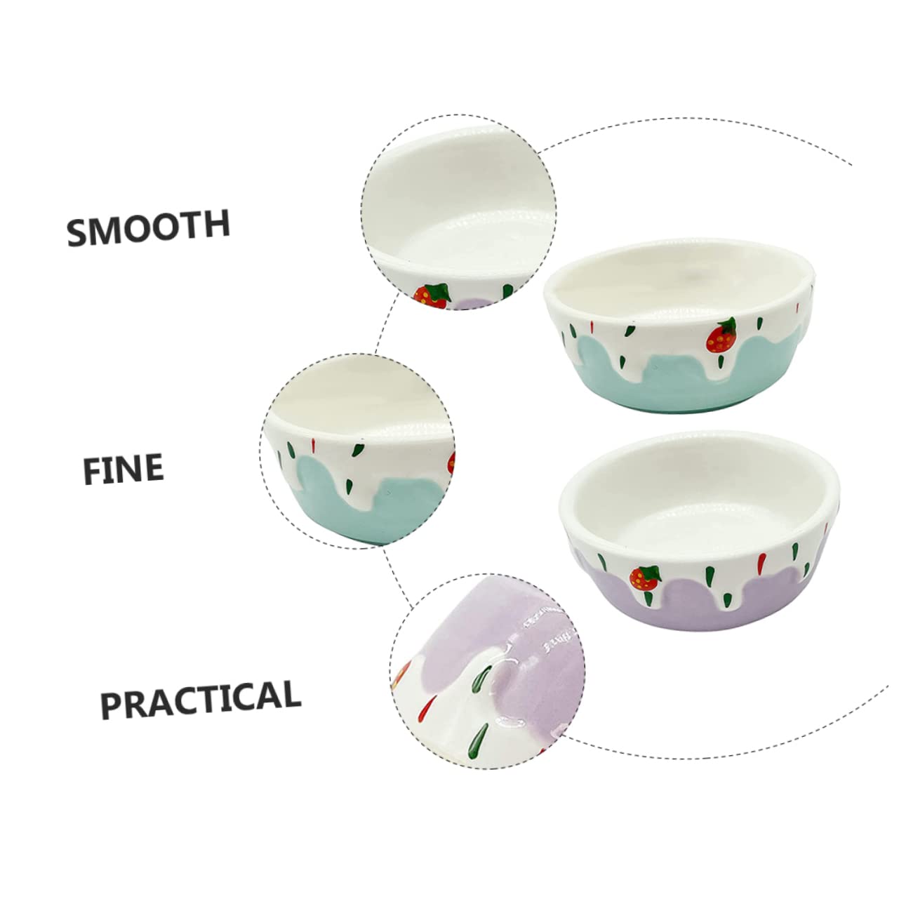 GALPADA 2Pcs Ceramic Pet Bowls for Animals Durable Hamster Feeder Containers Easy to Clean Compact Design for Food and Water