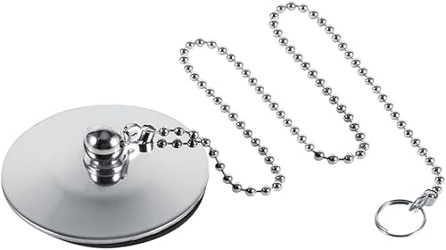 Miniatura 1 de Fdit Tapón de bañera para lavabo de baño, colador de acero inoxidable cromado con cadena, tapón universal para atrapar el cabello