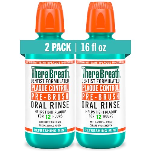 TheraBreath Plaque Control Pre-Brush Oral Rinse, Refreshing Mint Flavor, Antigingivitis and...