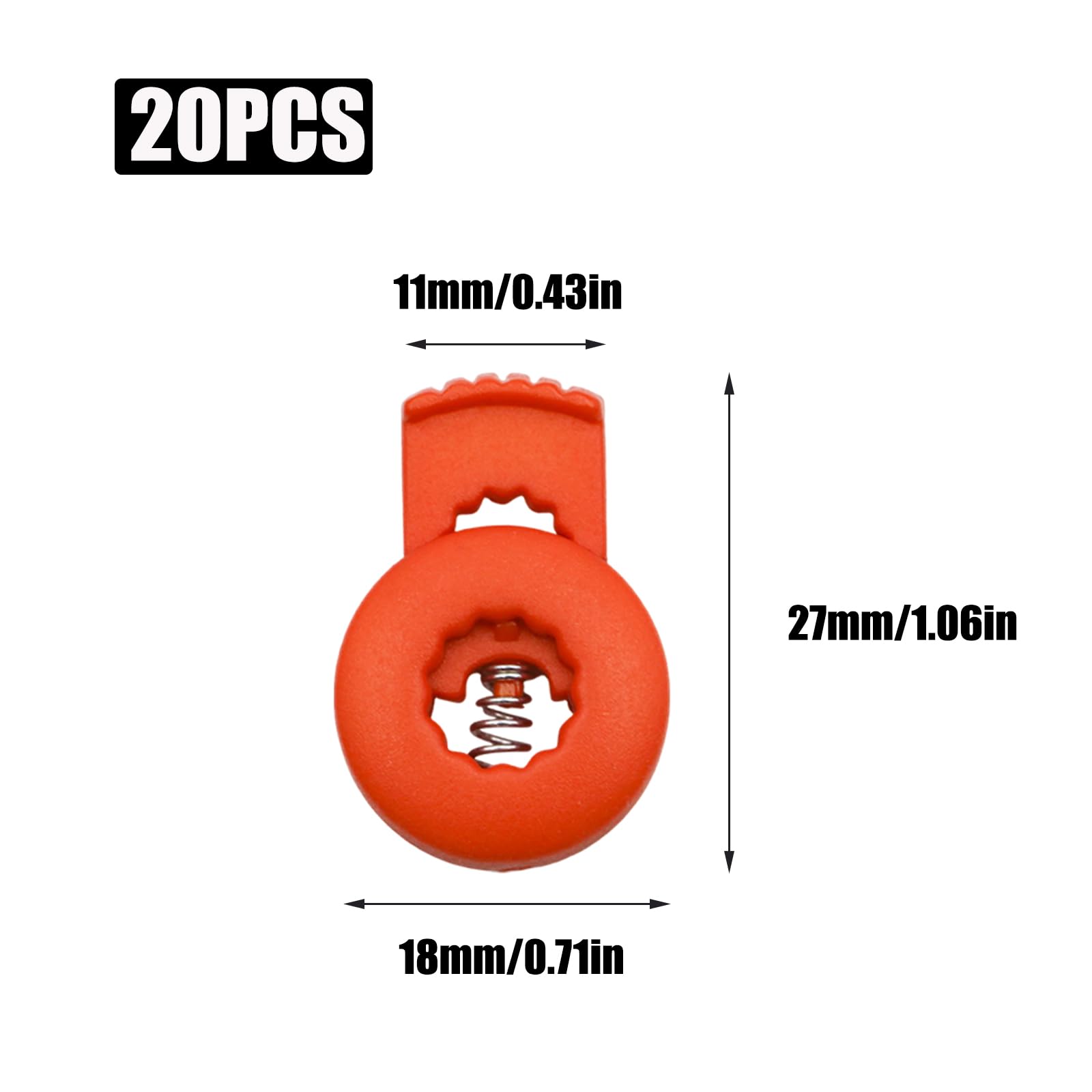 20 Stück federbelastete Kunststoff-Handschuhschlösser, 10 Farben, Baseball-Handschuh-Clip-Zubehör, Stricknadelstopper zum Schnüren, Kordelstopper für Taschen, Schuhe, 2,7 x 1,8 cm