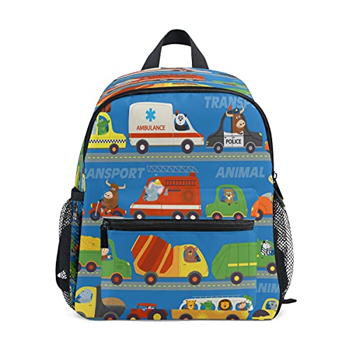 Sac d'école maternelle ergonomique pour enfant qui aime les camions de chantier et animaux
