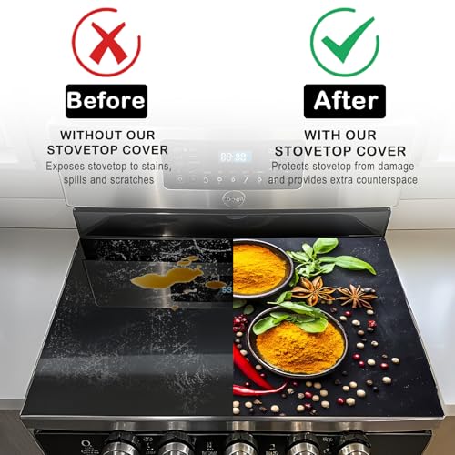 Image of Nuxovilar Stove Top Cover Cooktop Protector 20.4x28.3in Polyester Glass