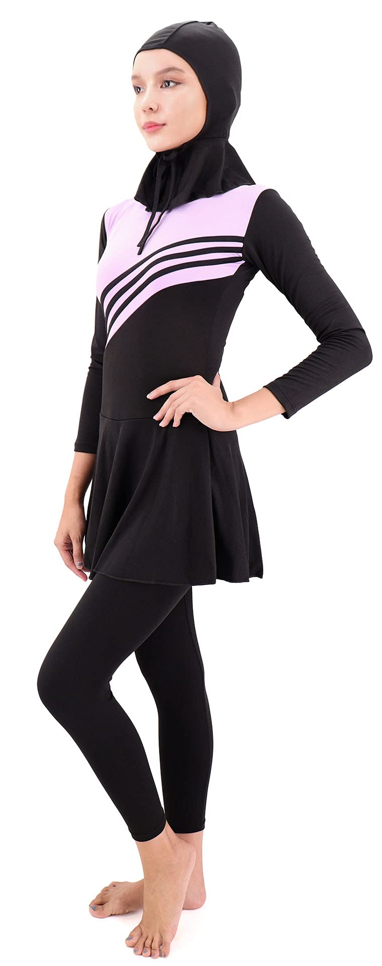 Maillot De Bain Burkini avec Voile - Noir Et Bleu