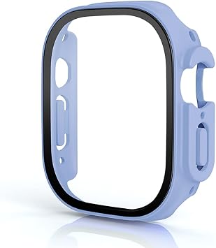 Glass+Cover for Apple Watch Case 49mm Bumper Tempered Case Apple Watch Ultra Screen Protector Iwatch Serie Ultra 49mm case Color Ice Blue, Size Ultra 49mm
