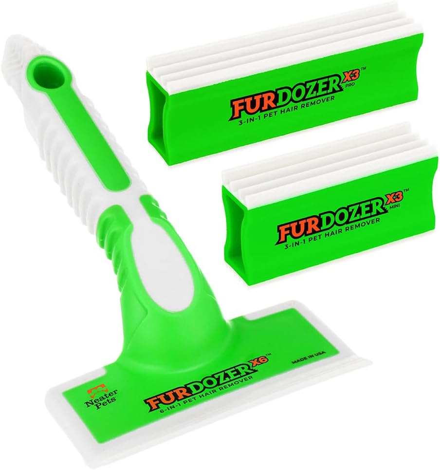 FurDozer X6 & X3 Pet Hair Remover & Auto Detailing Tool Bundle – Cat & Dog Hair Remover for Carpets, Car Interiors, Couches, Bedding, & Furniture – Reusable Pet Hair Removal Tool for Fur & Lint FurDozer X6 & X3 Pet Hair Remover & Auto Detailing Tool Bundle – Cat & Dog Hair Remover for Carpets, Car Interiors, Couches, Bedding, & Furniture – Reusable Pet Hair Removal Tool for Fur & Lint