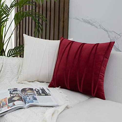 Capa de almofada decorativa de veludo com listras de veludo, pacote com 2 capas de almofada para sof