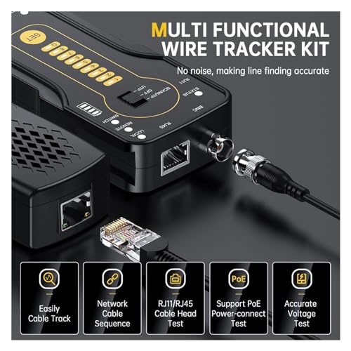 Probador de teléfono y rastreador de cables RJ45 con luz LED de identificación precisa 3