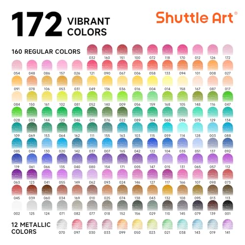 Image of Shuttle Art 172 Colored Pencils, Soft Core Color Pencil Set for Adult Coloring Books Artist Drawing Sketching Crafting
