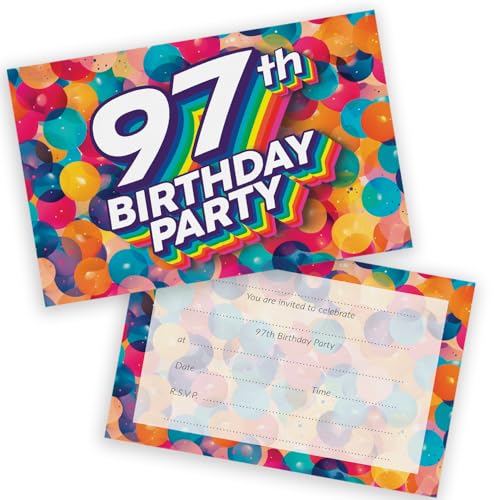 Stuff4 Regenbogen Geburtstagseinladungen 97 Jahre 20 Stück