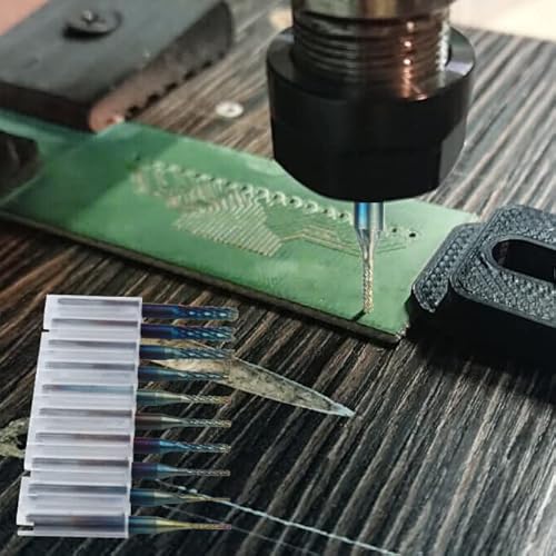 Yakamoz 10Pcs 1/8 Inch Shank End Mill CNC Router Bit Set 0.8-3.175mm Carbide End Milling Cutter Engraving Bits Rotary Burrs for PCB Circuit Board Plastic Fiber Wood - Image 6