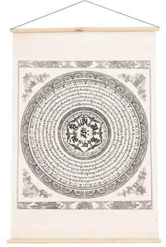GURU SHOP Tapiz budista de papel local, decoración de budismo tibetano, mandala OM, 70 x 47 x 0 cm