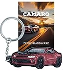 Dubbs Hardware Camaro Accessories - For Chevy Camaro Keychain - Color Matched Colors - For Camaro SS RS Key Chain Key Fob - Detailed Enamel Keychain (Camaro, Red Hot)