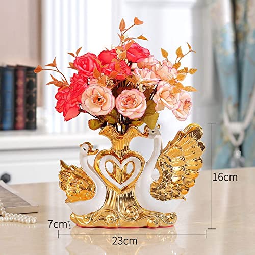 Txukk Swan Vase Home Accessories Handicraft Wedding Living Room Wine Cabinet Desktop Flower Ceramic Vase (Color : A, Size : One Size) #TOP1