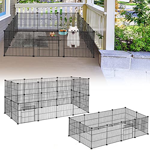 YUENFONG recinto esterno, coniglio,griglia metallica, porta inclusa, recinto per piccoli animali, porcellino d'India, recinto per roditori, per piccoli animali(12 pezzi, 142 x 72 x 36 cm)