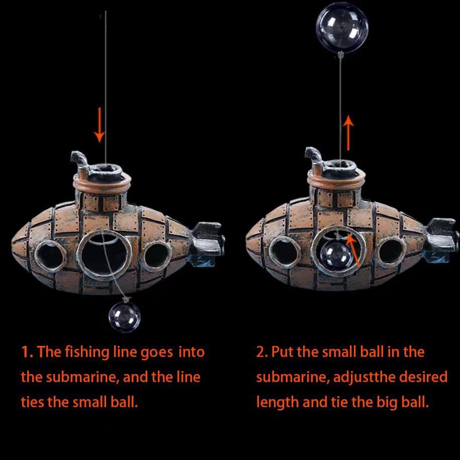 Miniatura 7 de BEZALEL Decoraciones de pecera  Juego de decoración flotante de 12 piezas, incluye buzo flotante, medusa falsa, estrella de mar y submarino