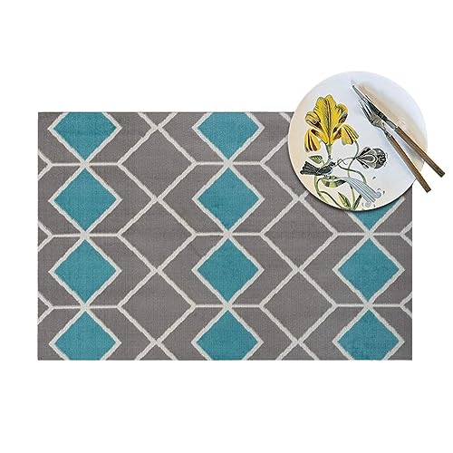 Lot de 6 sets de table PVC bleu gris antidérapant résistant chaleur 45x30 - 6