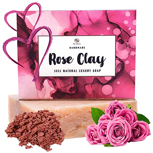 Organic Rose Soap Bar- With Kaolin Clay. Luxurious Moisturizing Bath,Hand & Face Wash.Organic Oils + Rose Absolute + Kaolin Clay Draw Out Impurities & Cleanse Excess Oil.Unique Handmade Gift for Women