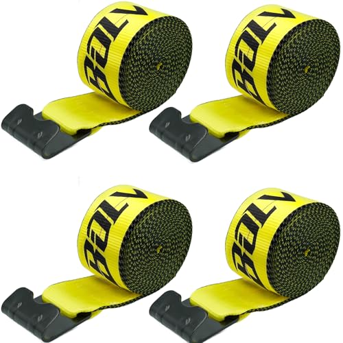 Bolvixor 4 Pack 4 x30 Winch Straps with Flat Hooks 16200LBS Break Strength Heavy Duty Tie Down Straps for Flatbed Trucks Trailers Cargo Control