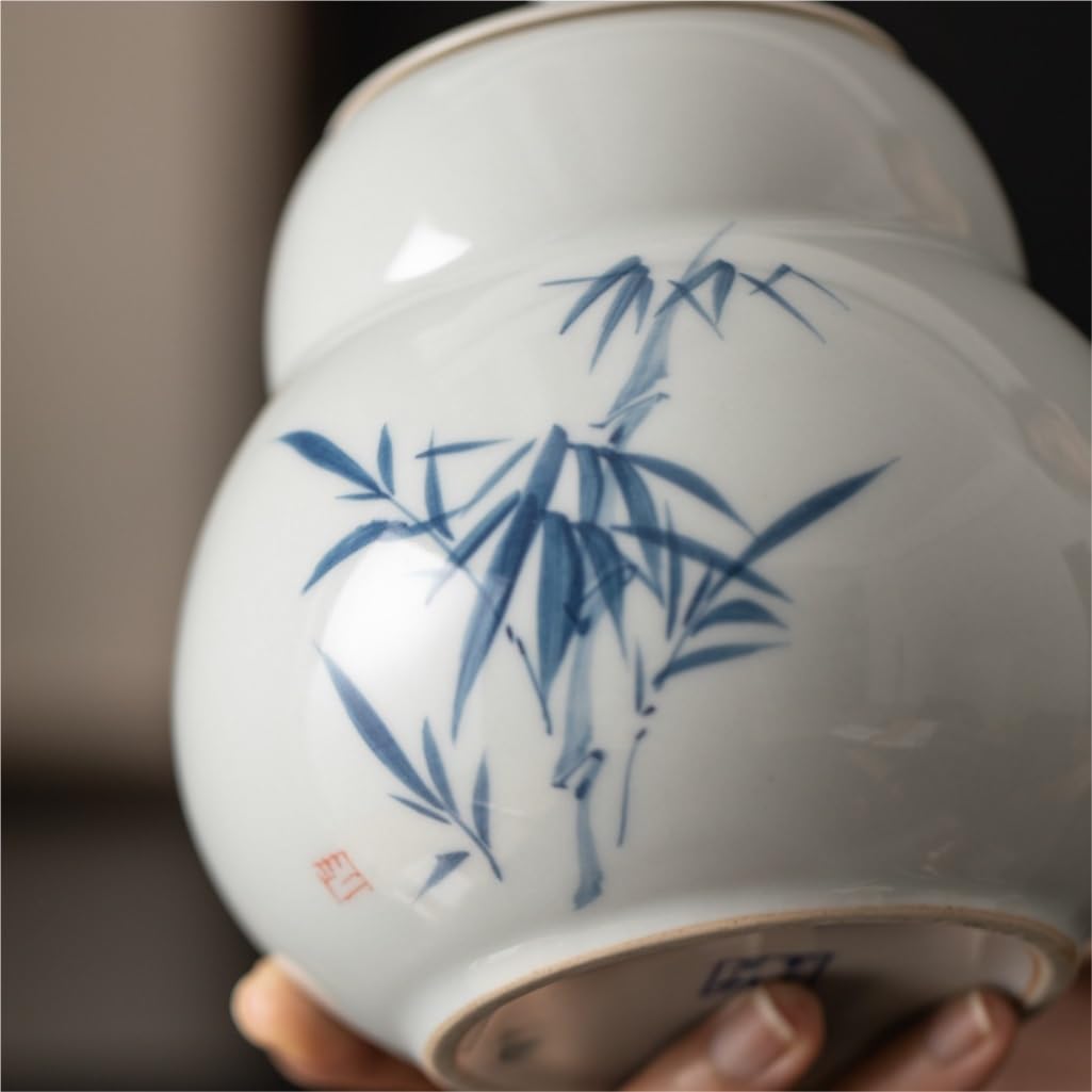 CMBSSTFC Słoik na cukier Ręcznie malowany słoik do przechowywania herbaty w stylu chińskim Ceramiczny, szczelnie zamknię słoik Słoik kuchenny Nadaje się do herbaty, kawy, cukru, soli itp. Pojemnik na