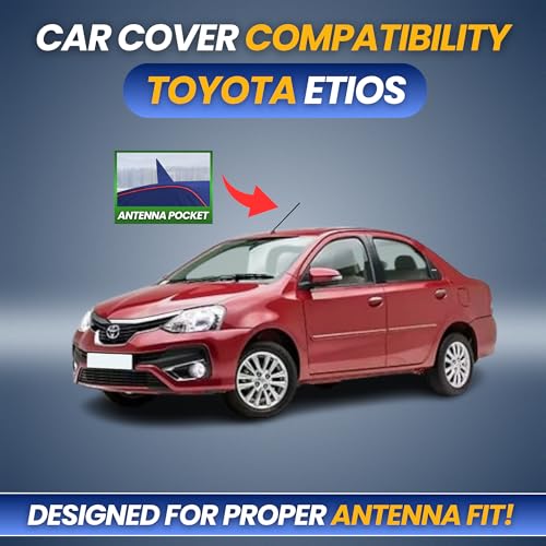 Image of Car Cover for Toyota Etios 2010-2020 | 100% Waterproof Heavy-Duty 3-Layer Car Body Cover | All-Weather Rain, UV, Sun & Dust Protection | Custom Fit | Mirror & Antenna Pockets | Navy Blue