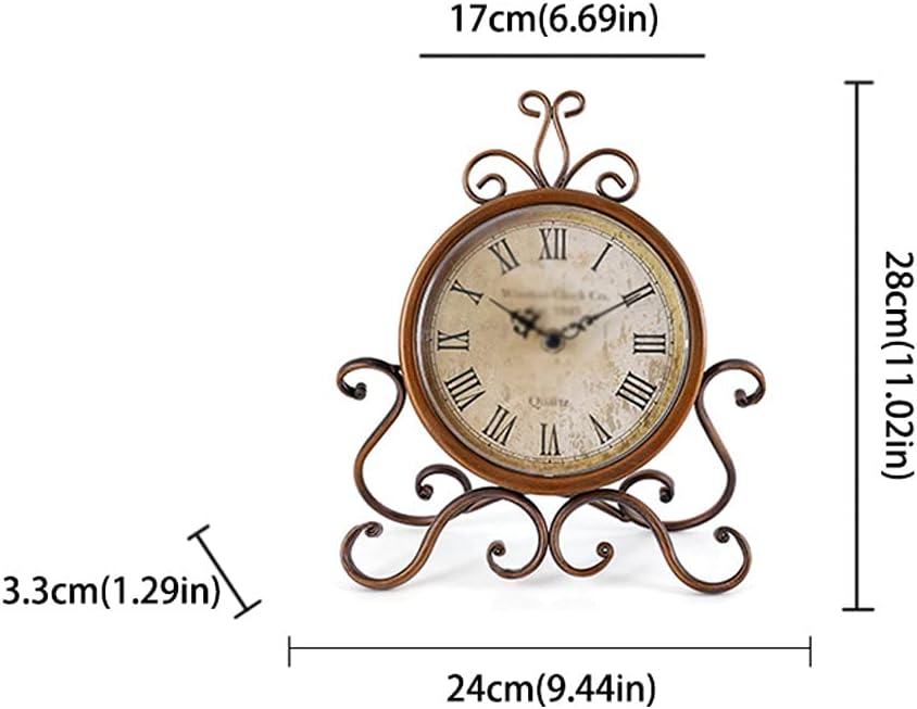 Retro Clock Mute Desk Clock Home Living Room Bedroom Decoration Desk Clock Desktop Ornaments Small Desk Clock 11.02 Inches Table Clock