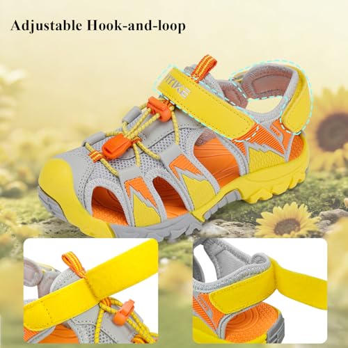 Image of JMFCHI Boys Girls Kids Closed Toe Sports Sandals Summer Water Shoes | Little /Big Kid,Comfortable lightweight,Non-slip soft sole,Hook-and-loop closure,Easy wear,Anti-collision toe,Daily casual