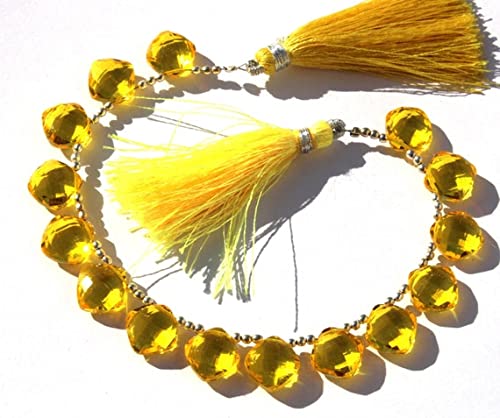 Citrine Quartz perle briolette 10x10 mm pour création de collier et bracelet en cristal