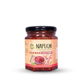 Napuor Organics Schezwan Sauce | Chutney | No added Sugar | No MSG | No Artificial Flavors/Colors | Made with Real and Natural Ingredients| Olive Oil (250 g) - image, photos