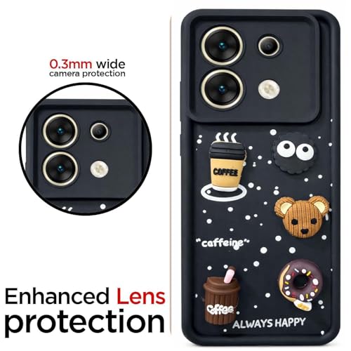 Image of Bintage Cute Fun Taddy| 3D Ball Bear| Donut| Coffee Rubber Case Full Body & Camera Protection Back Cover Compatible for Infinix Zero 30 5G - Black