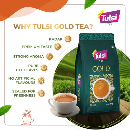 Image of Tulsi Gold Tea CTC Leaf 250g - Premium Assam Chai Patti | Superior Tea Powder