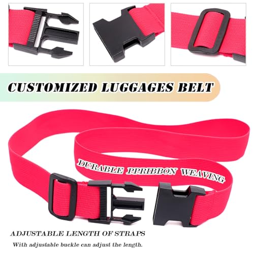 Personalized Luggage Straps, Custom Adjustable Suitcase Belt Embroidered with Name/Text, 2" W Travel Strap TSA Secure Bag Band Closure Gifts for Traveler Businessman - Adjusts from 38" to 74" L4