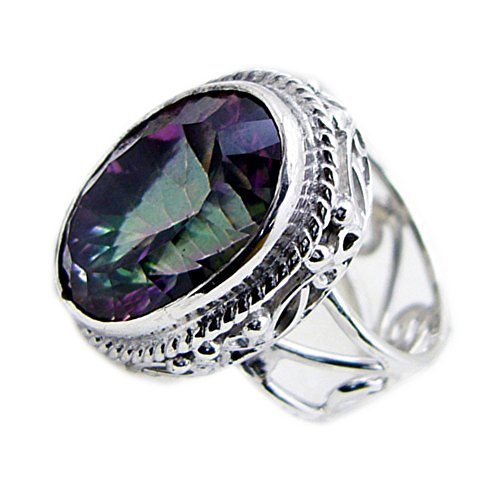 Bague de mariage en argent ovale au style vintage et gravures mystiques
