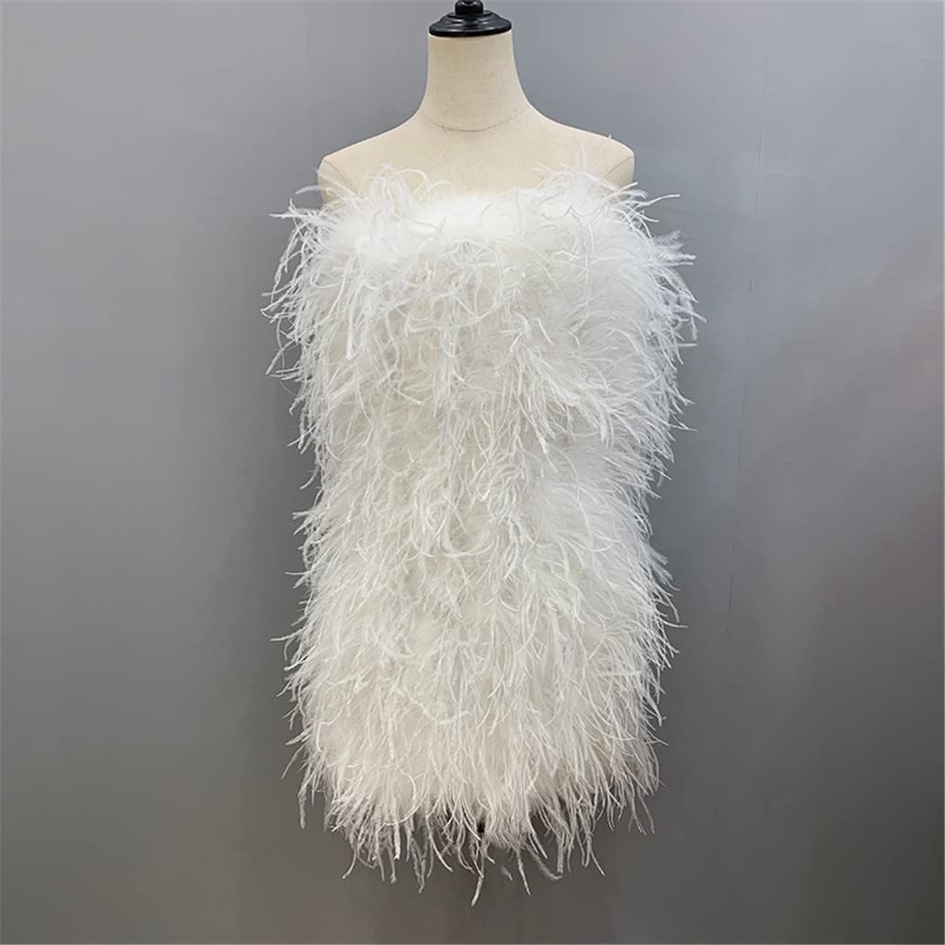 Amazon.com: Spring Winter Long Ostrich Dress Women Wedding Natural Turkey  Feather Gilet Long Hair Lady Fluffy Wrap : Sports & Outdoors