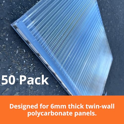 Image of 6mm Polycarbonate U Cap 4ft Clear U Channel - End Cap for Twin Wall Polycarbonate Sheets, UV Resistant Edge Protector for Greenhouse Panels & Roofing, Pack of 50
