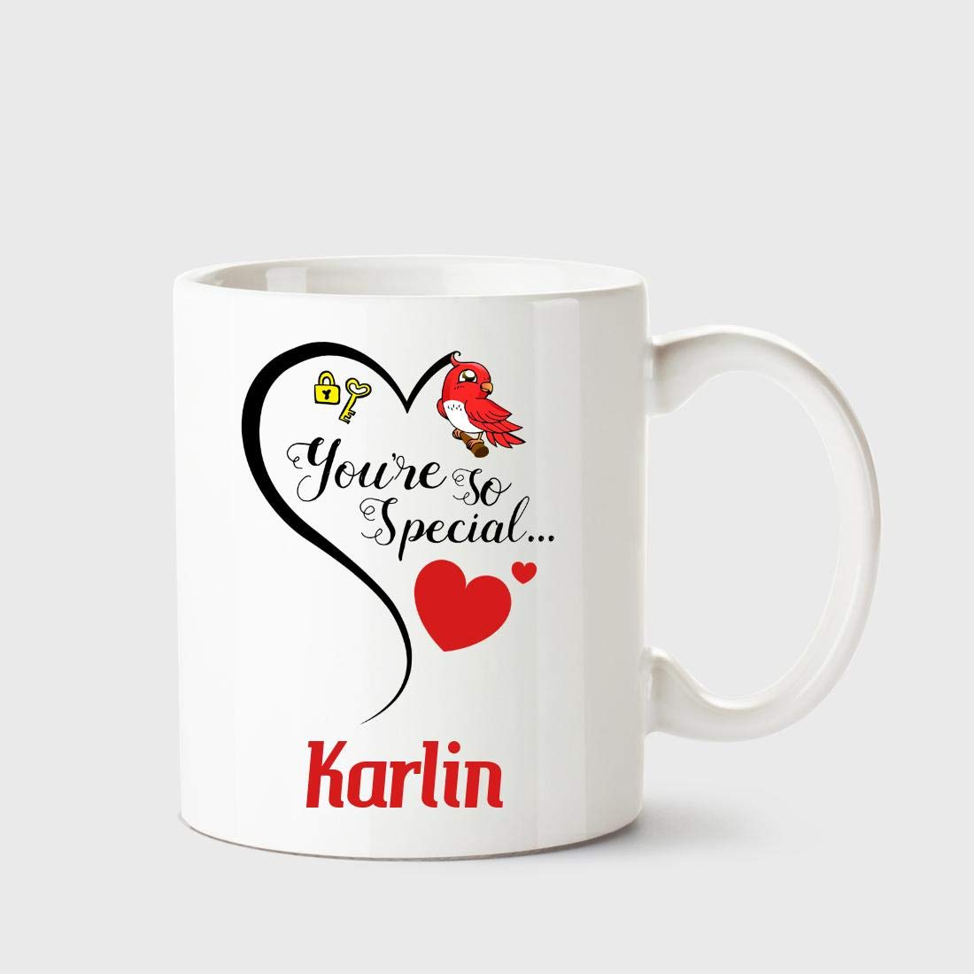 Huppme Chanakya You'Re So Special Karlin Coffee Name Ceramic Mug, 350 ml, White