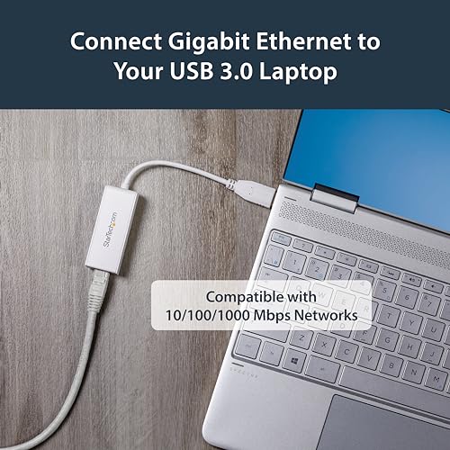 Image of StarTech USB to Ethernet Adapter, USB to RJ45 Adapter, TAA | USB 3.0 to 10 /100 /1000 Gigabit Ethernet LAN Adapter, Driverless