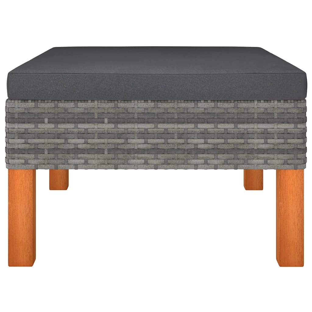 Gartenmöbel-Set, 3-teilig, Polyrattan, Grau | Pulverbeschichteter Stahl, Eukalyptus-Beine, abnehmbare Kissen, Ecksofa 64,5 cm