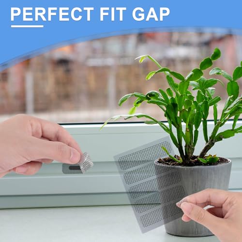 AiQInu Fliegengitter Reparatur Set,80 Stück Fenster Tür Patch Reparatur,Moskitonetz,Fliegengitter,Insektennetz-Reparaturset,Selbstklebender Insektenschutz-Schwarz 20 Blätter