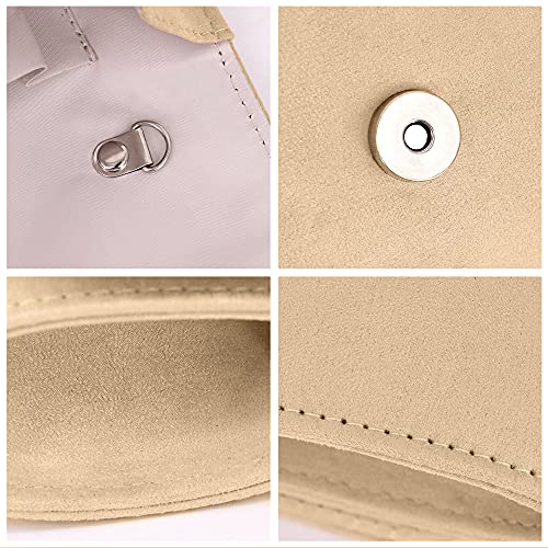 Naimo Women Flap Suede Evening Clutch Bag Elegant Velvet Handbag Crossbody Shoulder Bag Wedding Party Prom Purse