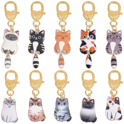 BEAMARKER 10 unidad de Llaveros de Gato, Llaveros de Gatito Lindos, Llaveros de Mascotas Kawaii, Dijes de Llavero, Colgantes, Accesorios de Llavero, Regalo para Mujeres Y Hombres, Bolso, Mochila, Bols