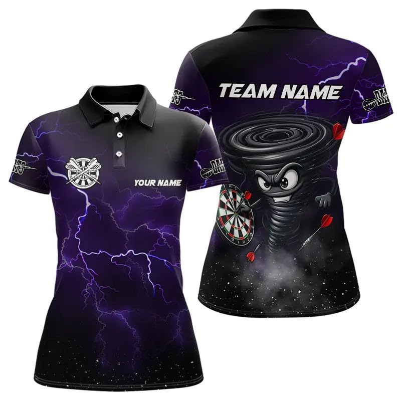 Personalized Womens Dart Shirts, Darts Shirts for Women, Customize Thunder Lightning Funny Storm Custom Dart Shirts for Women, Cool Purple Dart Team Jersey, Dart Shirts, Custom Dart Jersey for Team