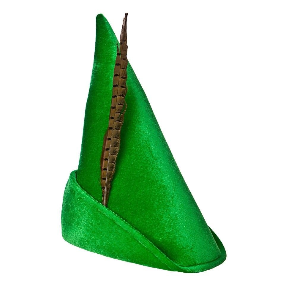 Green Storybook Robin Hood Peter Pan Hat Adults World Book Day Green Plush Elf Hat With Feather Unisex Fancy Dress