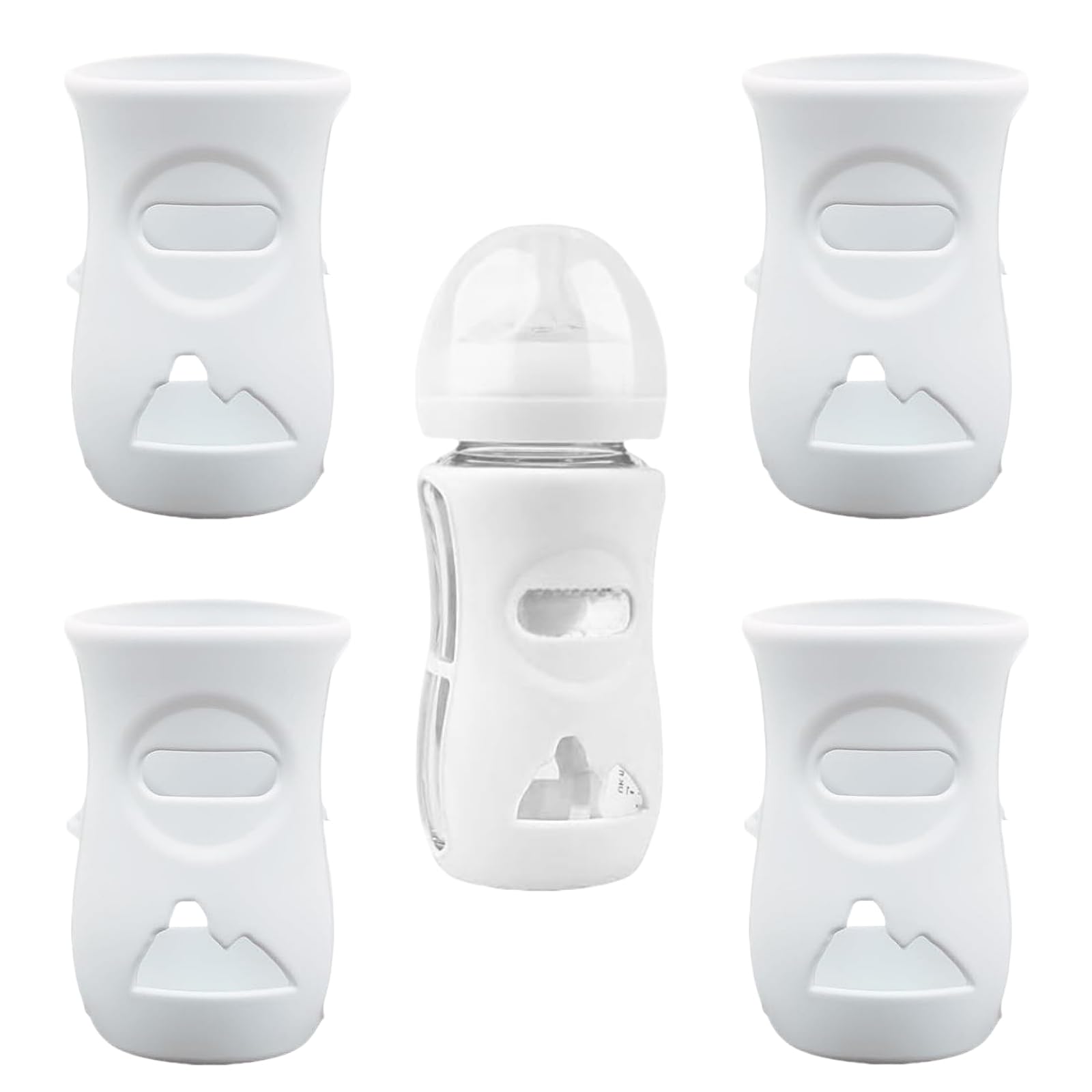 QinSuiKai 4 Pack Silicone Sleeves for Avent Natural Glass Baby Bottles, Anti Breakage Baby Bottle Holder, Compatible with Philips Avent Glass Natural