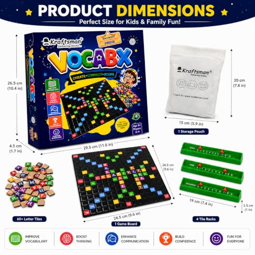Image of Braintastic VocabX Word Board Game for Kids 8+ | Educational Word Building & Vocabulary Game | Crossword Style Family Game for 2-4 Players